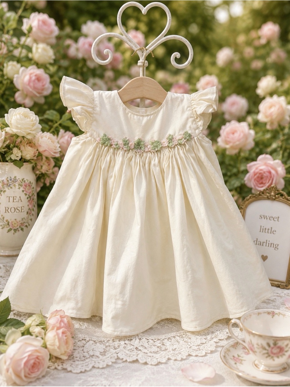 PJ LInberg Ivory Cotton dress size 2 T made in the USA